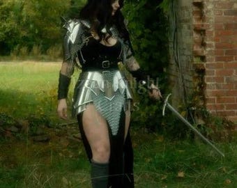Female Knight Armor Costume with Chainmail, LARP Cosplay