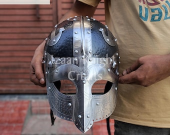 Handcrafted Steel Viking Helmet, Medieval LARP Cosplay Armor