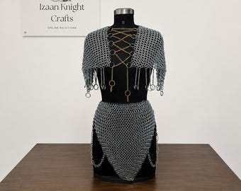 Conjunto de top y falda de cota de malla: Disfraz medieval para cosplay