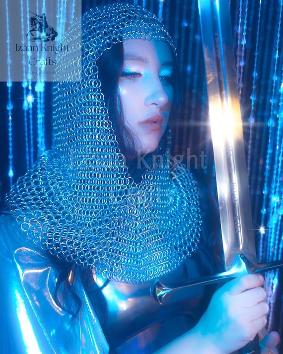 Handmade Aluminum Chainmail Coif: Medieval Knight Hood, Cosplay Armor