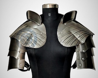 Medieval Steel Pauldrons | Handmade Shoulder Armor | LARP & Cosplay Knight Armor