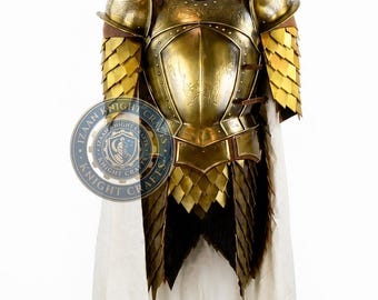 Steel Knight Armor Suit: Medieval King's Guard Style Cuirass, Pauldrons, Helmet for Cosplay