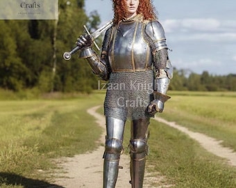 Female Knight Full Armor Suit: Mild Steel, LARP Cosplay Costume