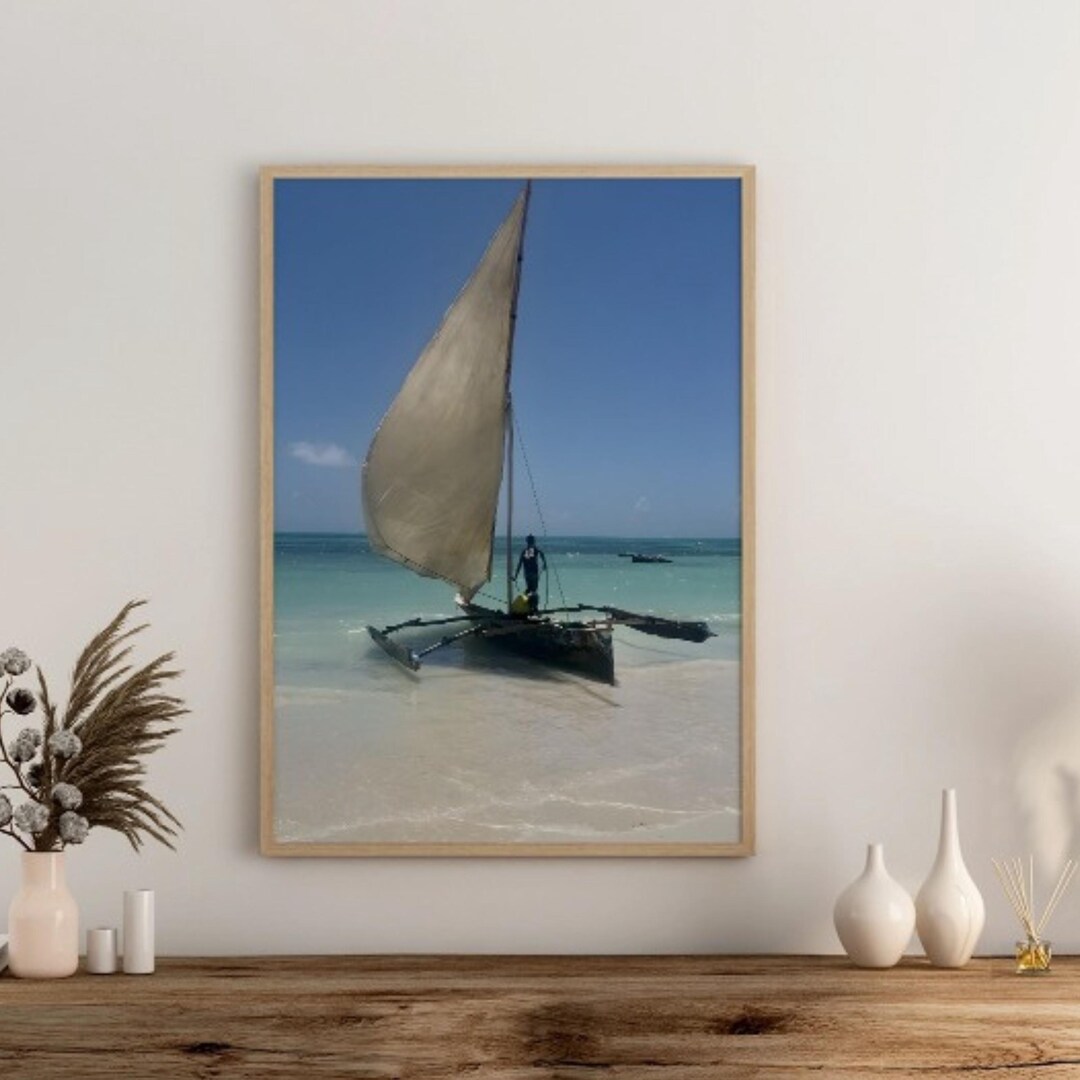 Zanzibar Ocean Coastal Dhow Boat Wall Art Traditional African Sailing ...
