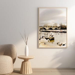 Historic London Richmond Bridge Wall Art - Golden Light River Thames Scene Print, Tranquil River Photography, UK Landscape Travel Decor image 5