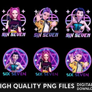 Six Seven 6 7 Meme Kpop Girls Band Png, Funny 67 Trend Social Media Png