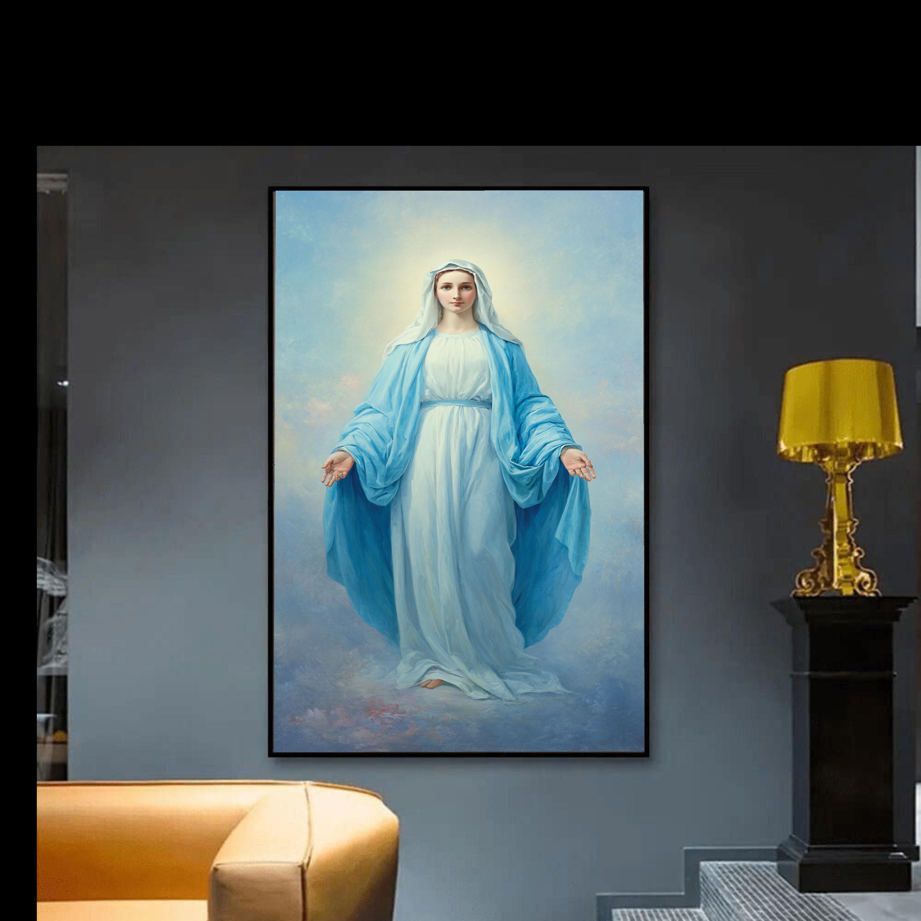 Serene Virgin Mary Canvas Wall Art, Religious Christian Decor, Madonna ...