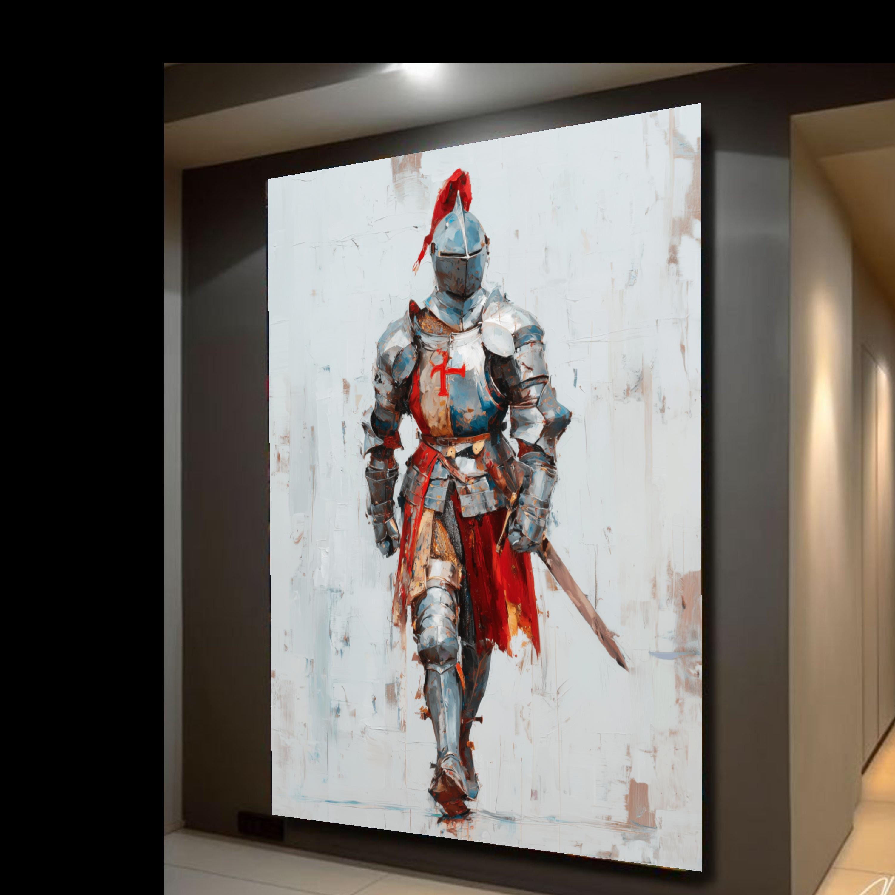 Medieval Knight in Armor Canvas, Red Cross Crusader Wall Art ...