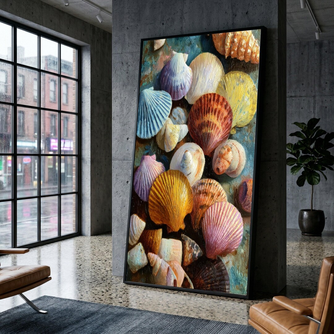 Colorful Seashell Collection Canvas Wall Art, Coastal Beach Decor ...