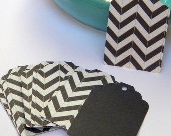 Paper tags - 12 paper tags in dark gray chevron - gift tags - favor tags - labels - wedding tags - party supplies - paper goods - supplies