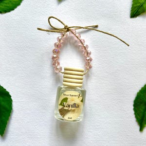 Hanging Beaded Car Diffuser | Pink Beads| Add Charms | Natural Essential Oil Air Freshener | Handmade Rearview Mirror Decor