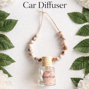Difusor de cuentas colgantes para coche, cuentas de mármol marrón, ambientador de aceite esencial natural, decoración hecha a mano para espejo retrovisor, pequeño regalo.