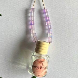 Hanging Beaded Car Diffuser | Purple Cube Beads| Natural Essential Oil Air Freshener | Handmade Rearview Mirror Decor | Small Gift