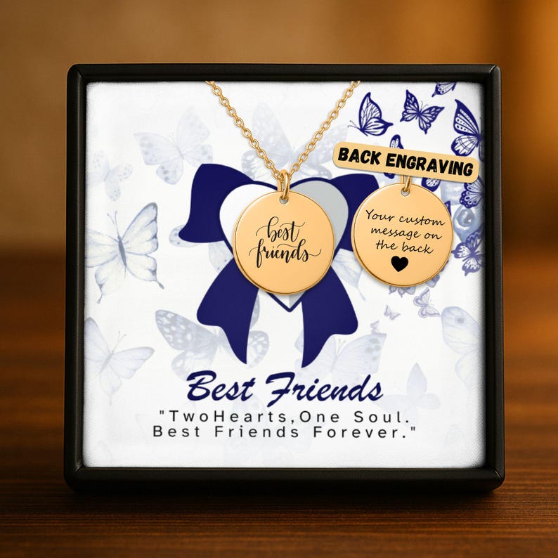 Personalized Friends Coin Necklace, Engraved BFF Jewelry Gift - Etsy