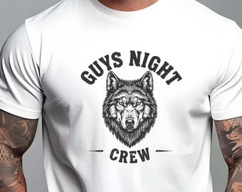 Guys Night Crew Wolf T-Shirt – Masculine Graphic Tee