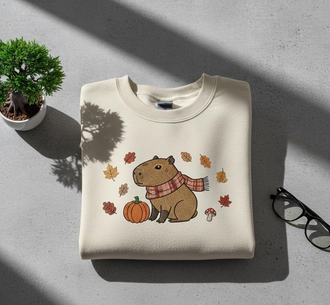 Fall Capybara Custom Cute Capybara Autumn Illustration Gift for Animal Lovers, Cozy ...