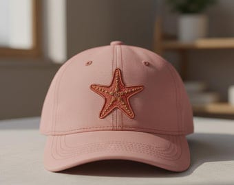 Beige Trucker Hat with Starfish and Seashell Patches Seashells Trucker Hat – The Darling Effect main image 3