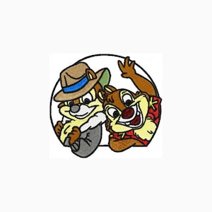 Custom Funny Chipmunk Friends Embroidered Patch Cartoon Animal Duo with Hat and Shirt Cute Forest Character Iron On Gift