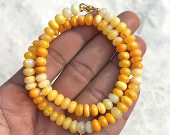 Collana con perline di opale giallo caramella, perline rondelle girocollo da 7-8 mm, collana da donna, regalo per lei