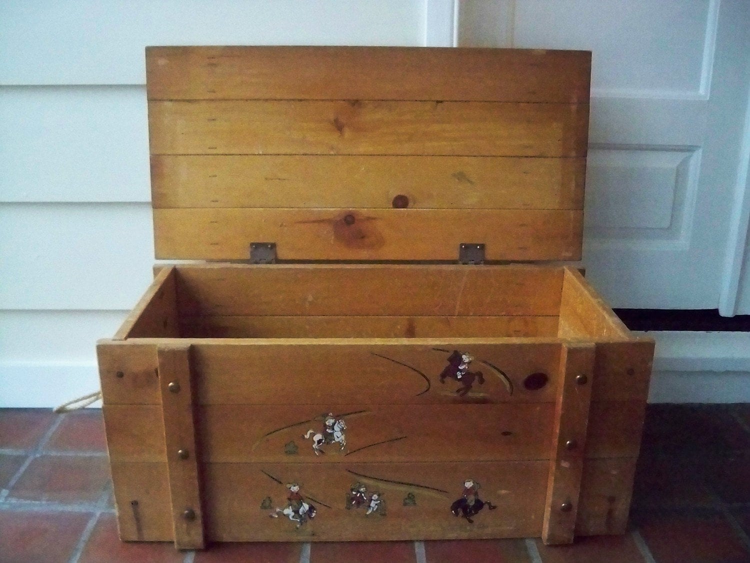 Vintage Cowboy Wood Toy Box. Circa 1960s Etsy