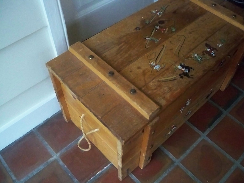Vintage Cowboy Wood Toy Box. Circa 1960s Etsy