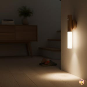 Bewegungs-Sensor-Nachtlicht, wiederaufladbare Holzwandleuchte, USB-LED-Schrankleuchte, Hausgeschenk