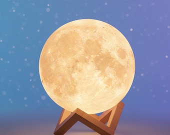 Moon Night Light, Battery Powered Small Desk Lamp, Home Decor Gift, Unique Lunar Lamp