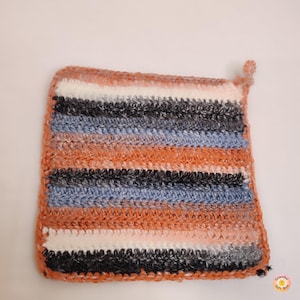 Handmade Crochet Pot Holder | Striped Kitchen Hot Pad | Cozy Home Decor Gift  | 23x23 cm