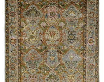 Hand-Knotted Oushak Rug, Muted Multicolor Wool Carpet Oriental Area Rug, luxury Living Room Rug, 9x12, 10x14 ,8x10 Vintage Custom Size Rug