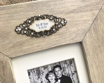 Personalize Photo Frame Gift Unique Plaque Wedding Honeymoon New Baby Special Occasion Shower Gift First Christmas Photo Gift Idea Farmhouse