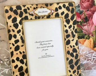 Photo Frame Leopard Personalize Plaque Bling Pink Cheetah Valentine Love Personalize Name Plaque Girl Friend Baby BFF Gift Mom Pet frame