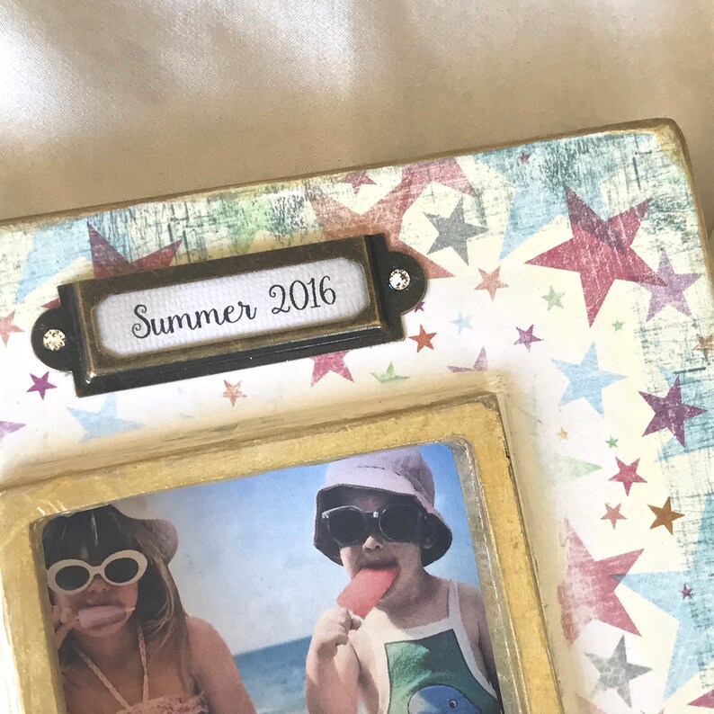 QUICK SHIP Photo Frame Baby Child Personalized Boys Girls BFF Stars Vintage Carnival Aqua Blue Colorful Gift Idea Circus Name Plaque