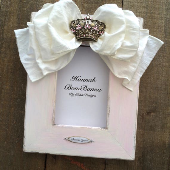 Baby Girl Frame Bow Crown Jewel Pink Personalize Princess Etsy