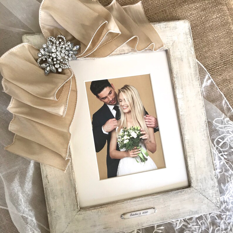 8x10 Wedding Frame Bow Crystal Jewel Bride Photo Portrait