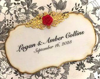 Plaque Personalized Vintage Style Name Plate Customize Baby Room Signage Photo Album Jewelery Box Photo Box Memorial Urn Commemorative