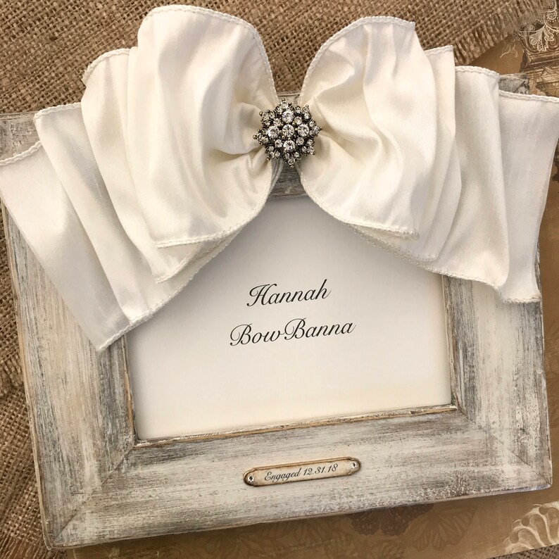 Picture Frame With Bow Wedding Jewel White Rustic Barn Country Etsy