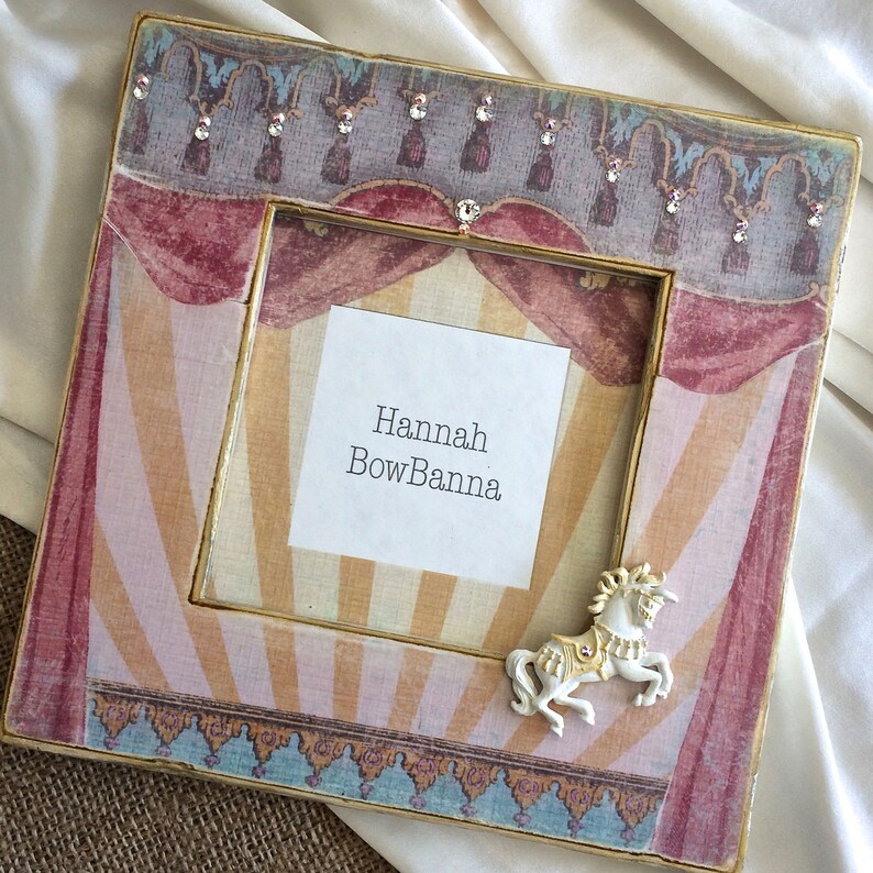 Baby Photo Frame Personalized Pony Circus First Birthday Baby Gift Idea Singer Actress Performer Bling Theater Performing Arts Drama
