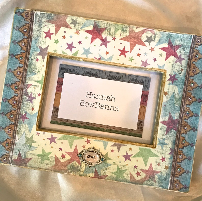 QUICK SHIP Photo Frame Baby Child Personalized Boys Girls BFF Stars Vintage Carnival Aqua Blue Colorful Gift Idea Circus Name Plaque