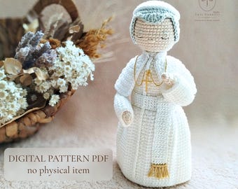 Patrón de amigurumi de San Juan Pablo II / Tutorial de crochet en PDF / Ebook en español, inglés y portugués