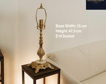 French Brass Lamp Base for Lampshades, Retro Style