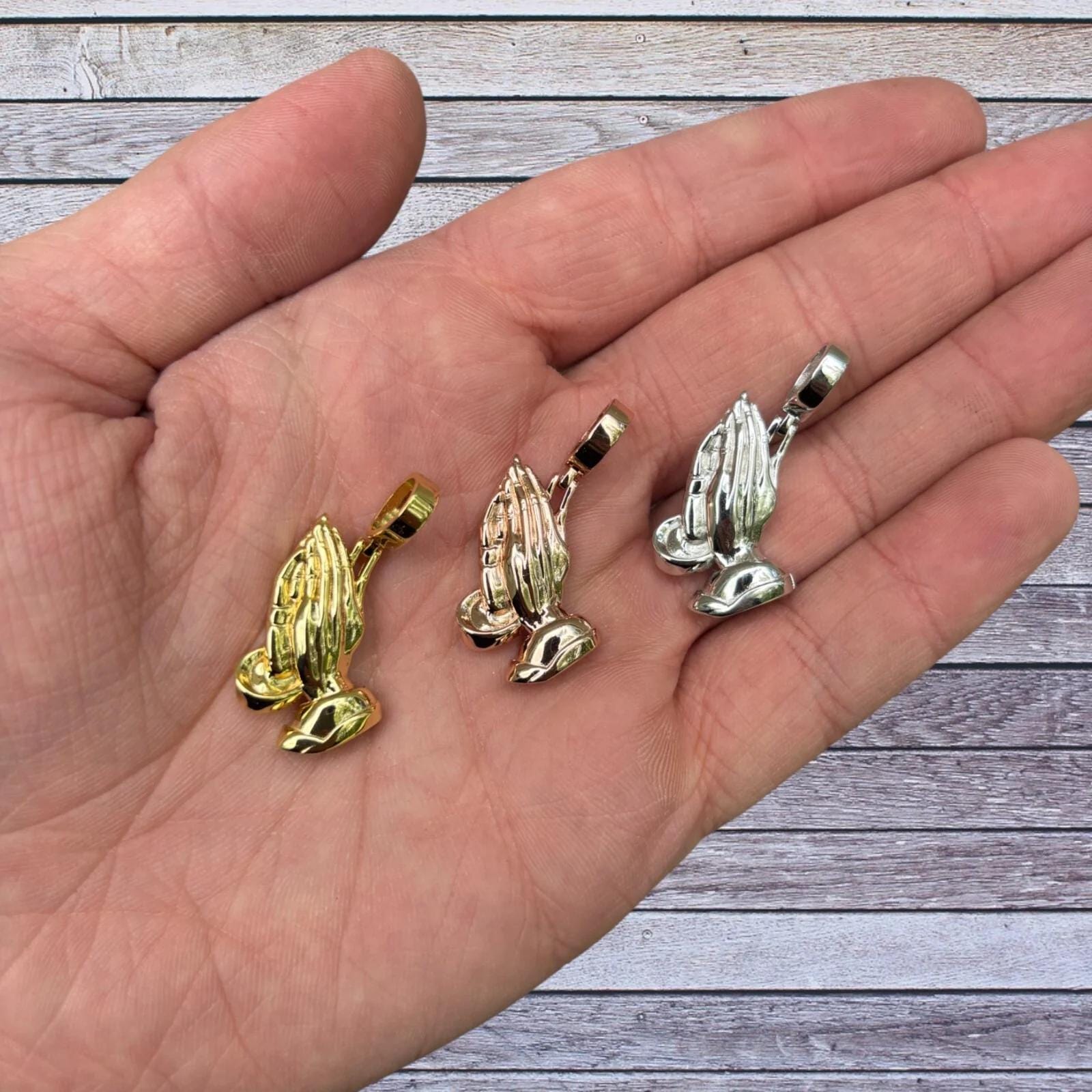 14k Gold Betende Hände Anhänger Charm-Real Gold Betende Hände