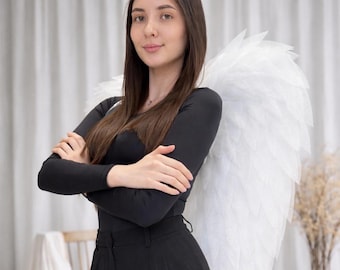 Adult White Angel Wings – Photo Shoot, Wedding Costume Accessory- Small Artificial  Wings