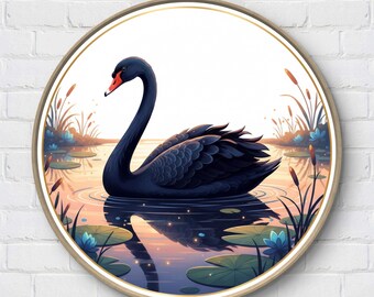Black Swan Cross Stitch Pattern: Swan on The Lake Embroidery Pdf (Digital Download)