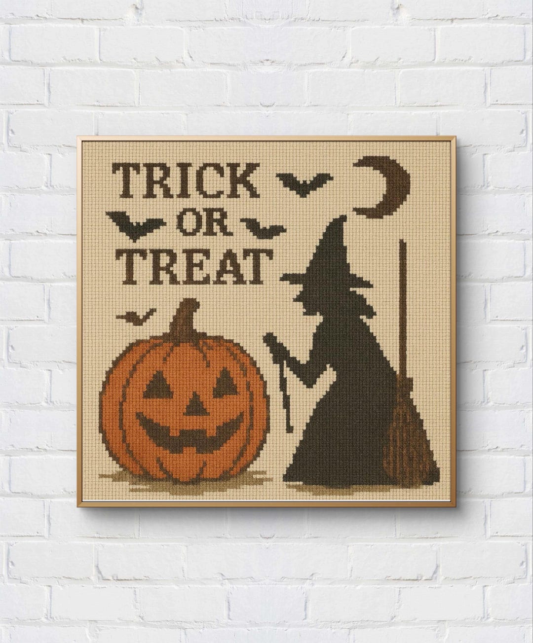 Vintage Halloween Cross Stitch Pattern: Witch and Pumpkin Sampler PDF ...