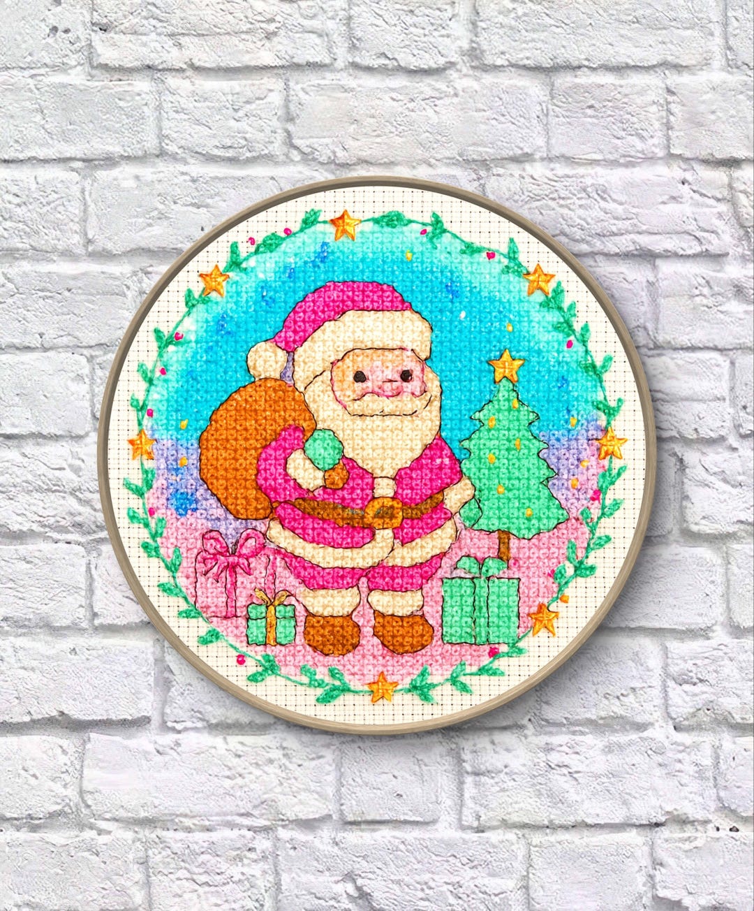 Santa Claus Cross Stitch Pattern Christmas Embroidery (digital