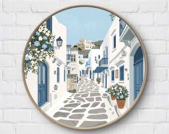 PDF Mykonos Cross Stitch Pattern, Greek Island Embroidery Chart, Summer Needlepoint, Travel Xstitch Pattern, Digital Download, Nature Motif