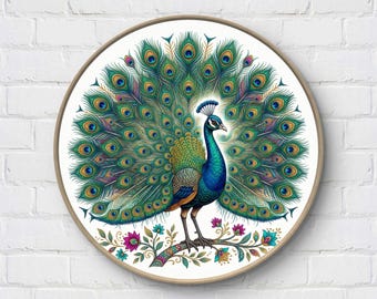 Majestic Peacock Cross Stitch Pattern: Colorful Bird Embroidery (Digital Download)