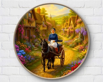 Patrón de punto de cruz de un pueblo Amish floral: Bordado con una acogedora escena campestre (descarga digital)