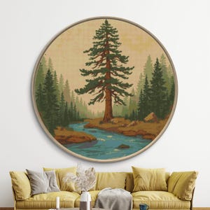 Rustic Cross Stitch Pattern,  Nature Embroidery Chart, Pine Tree Needlepoint, Instant Digital Download, River Xstitch, Cottagecore Pattern