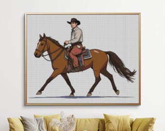 Cowboy-korsstygnsmönster: Western Country-broderi PDF (digital nedladdning)